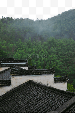 徽派建筑图片_徽派建筑自然树丛