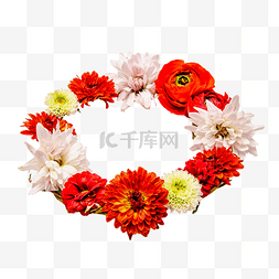 彩色花卉花环图片_彩色鲜花花环