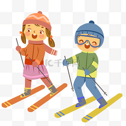 儿童冬季运动图片_儿童滑雪卡通