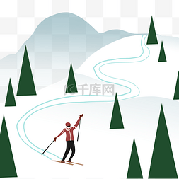 冬季雪道图片_冬季滑雪道滑雪人物