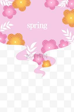 粉色植物花框图片_春季粉色植物边框