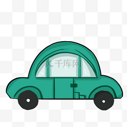 绿色卡通小轿车插画