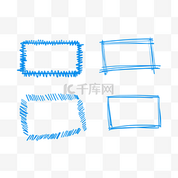 边框不规则线条图片_手绘蓝色不规则边框