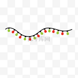 圣诞节元素素材库图片_弯曲黑线单排红绿交替圆头圣诞彩