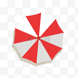 遮阳伞图片_夏日沙滩红色遮阳伞元素