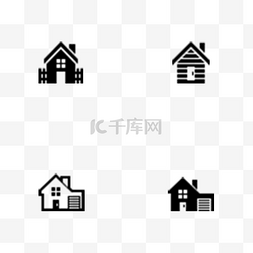 ui建筑元素图片_黑色创意建筑房屋图标元素