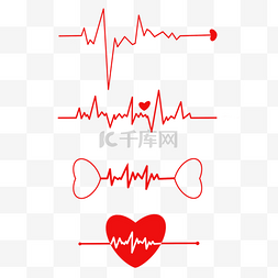 心率波形图图片_红色心型心电图