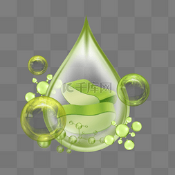 透明水滴元素图片_透明水滴绿色芦荟切块