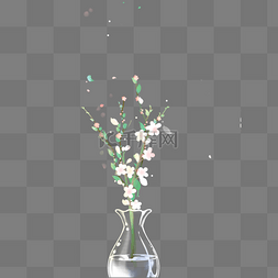 白色花朵花瓶图片_插在花瓶里的桃花免扣图