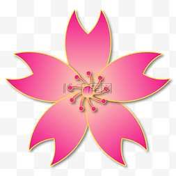 花朵金边图片_粉色立体剪纸樱花素材