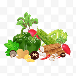 新鲜美味健康图片_手绘蔬菜组合