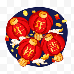 贺岁灯笼素材图片图片_新春新年春节牛年吉祥灯笼