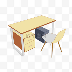 办公桌椅卡通插画