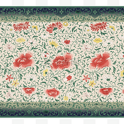 古典中式花纹装饰图片_中式古风牡丹粉绿装饰边框