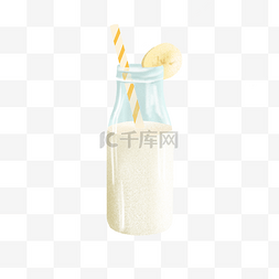 玻璃管图片_插着吸管和香蕉的一杯牛奶