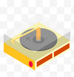 黄色方形唱片机