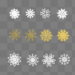 金色白色圣诞雪花图案元素