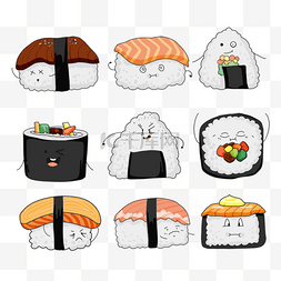 饭团表情图片_日式卡通美味花样寿司