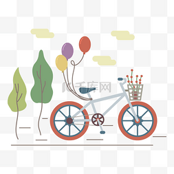 矢量绑气球的自行车