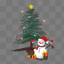 圣诞圣诞节圣诞树及雪人
