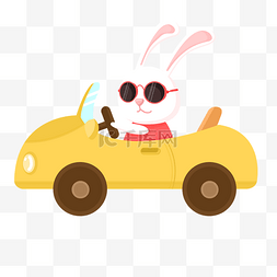 开灯的汽车图片_开汽车的兔子