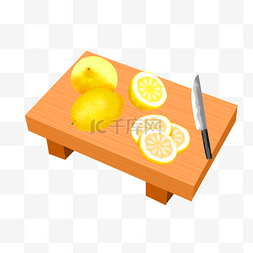 柠檬切图片_木板上切柠檬