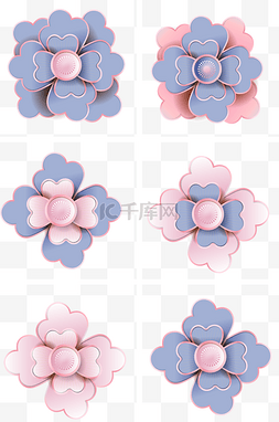粉色七夕海报图片_新中式花朵剪纸装饰