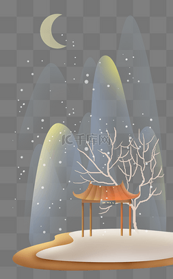 雪夜图片_中国风雪夜风景