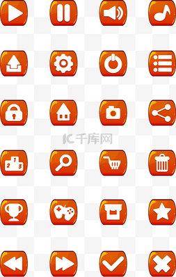 按钮图套图图片_红色游戏按钮图标套图