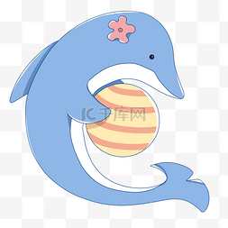 卡通玩球海豚插画