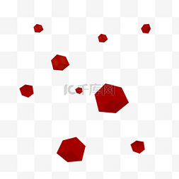 红色几何正方体漂浮