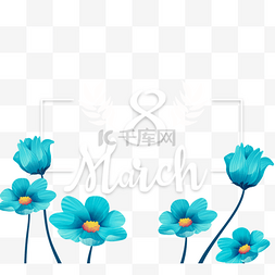 字体框图片_手绘3月8日妇女节花卉边框