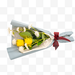 灰蓝色图片_灰蓝色包装的黄玫瑰花束