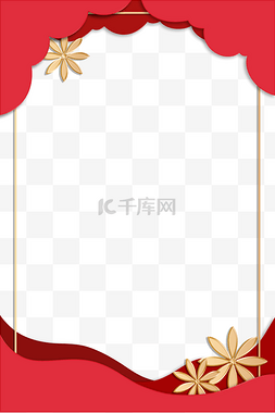 牛年边框素材图片图片_新年春节新春国潮元旦剪纸风红色