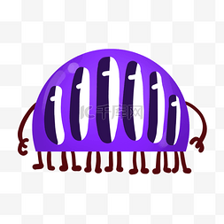 可爱手绘大眼睛图片_紫色病毒细菌卡通