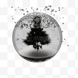 玻璃球光泽图片_圣诞节雪花玻璃球