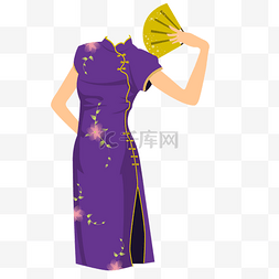 紫色扣子图片_矢量复古中国风旗袍