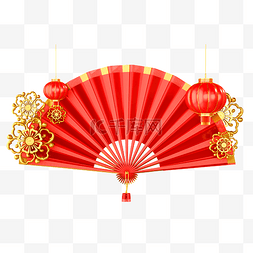 素材中国春节边框图片_新年春节扇子扇形边框