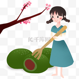 清明节大大的叉子插画