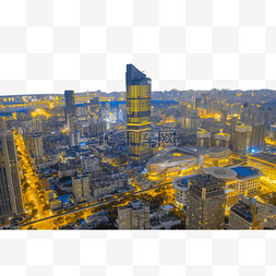 武汉城市建筑大气夜景航拍实拍