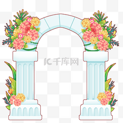 拱形柱图片_婚礼白色罗马拱门