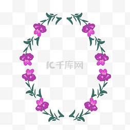 紫花绿叶圆形边框