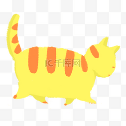 橙色条纹黄色猫咪可爱卡通免抠图