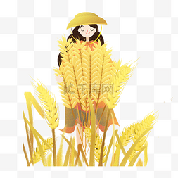 抱麦子麦子图片_芒种抱着麦子的女孩素材