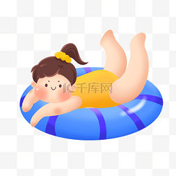 儿童游泳素材图片_躺在游泳圈的俏皮女孩