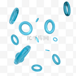 青色玻璃图片_水晶玻璃几何圆环漂浮装饰