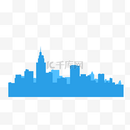 楼房剪影图片_蓝色城市剪影