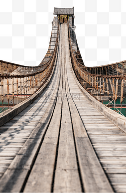 交通桥图片_古老的木吊桥