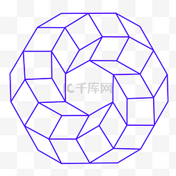 立方体几何线条图片_紫色几何扁平化不规则形状