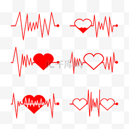 心电图心脏图片_线条风格红色心电图